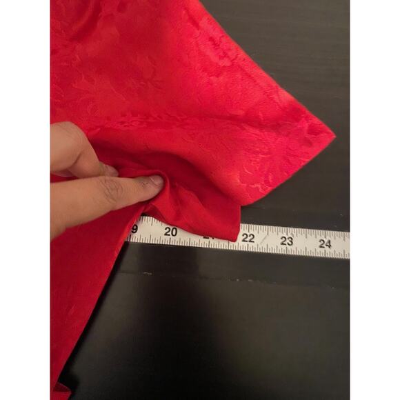 Vintage Womens Maxi Dress Size 12 Red Floral Damask Button Up Romantic Fairy 90s - Picture 4 of 7